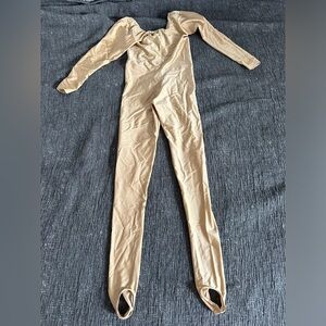 Gold Lycra Spandex Catsuit Dance Unitard